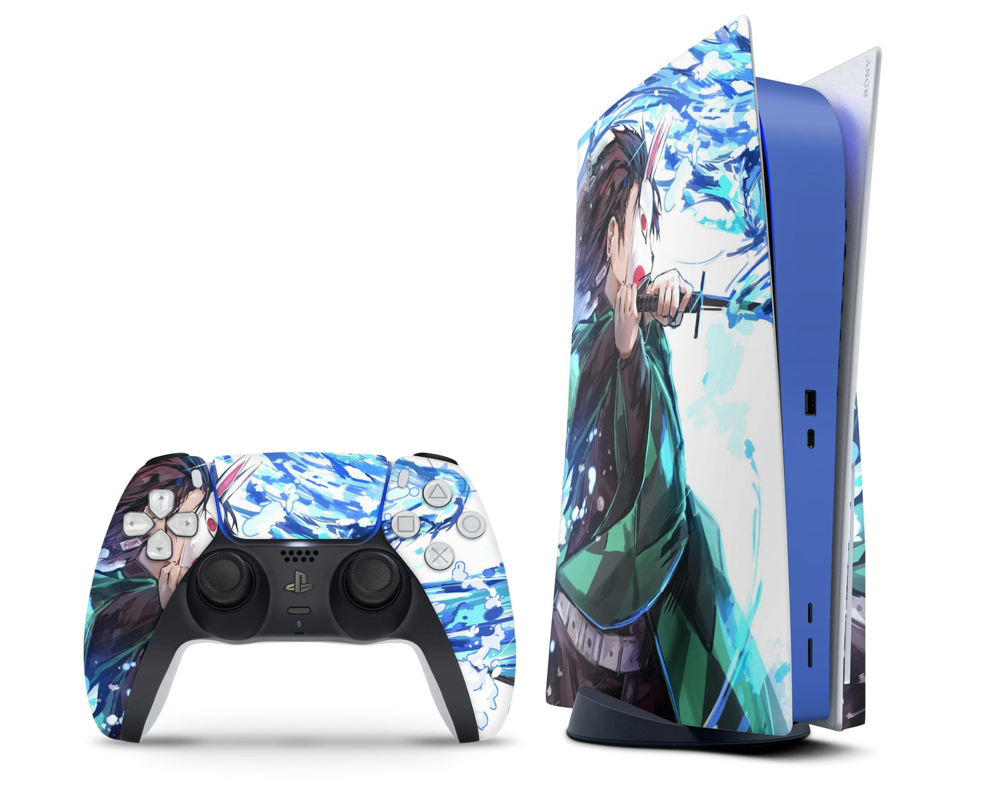 PlayStation PS5 Demon Slayer Tanjiro Water Style PS5 Skins - Anime Demon Slayer Skin