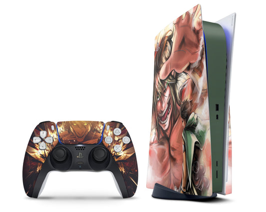 PlayStation PS5 Attack on Titan Eren Yeager Green PS5 Skins - Anime Attack on Titan Skin