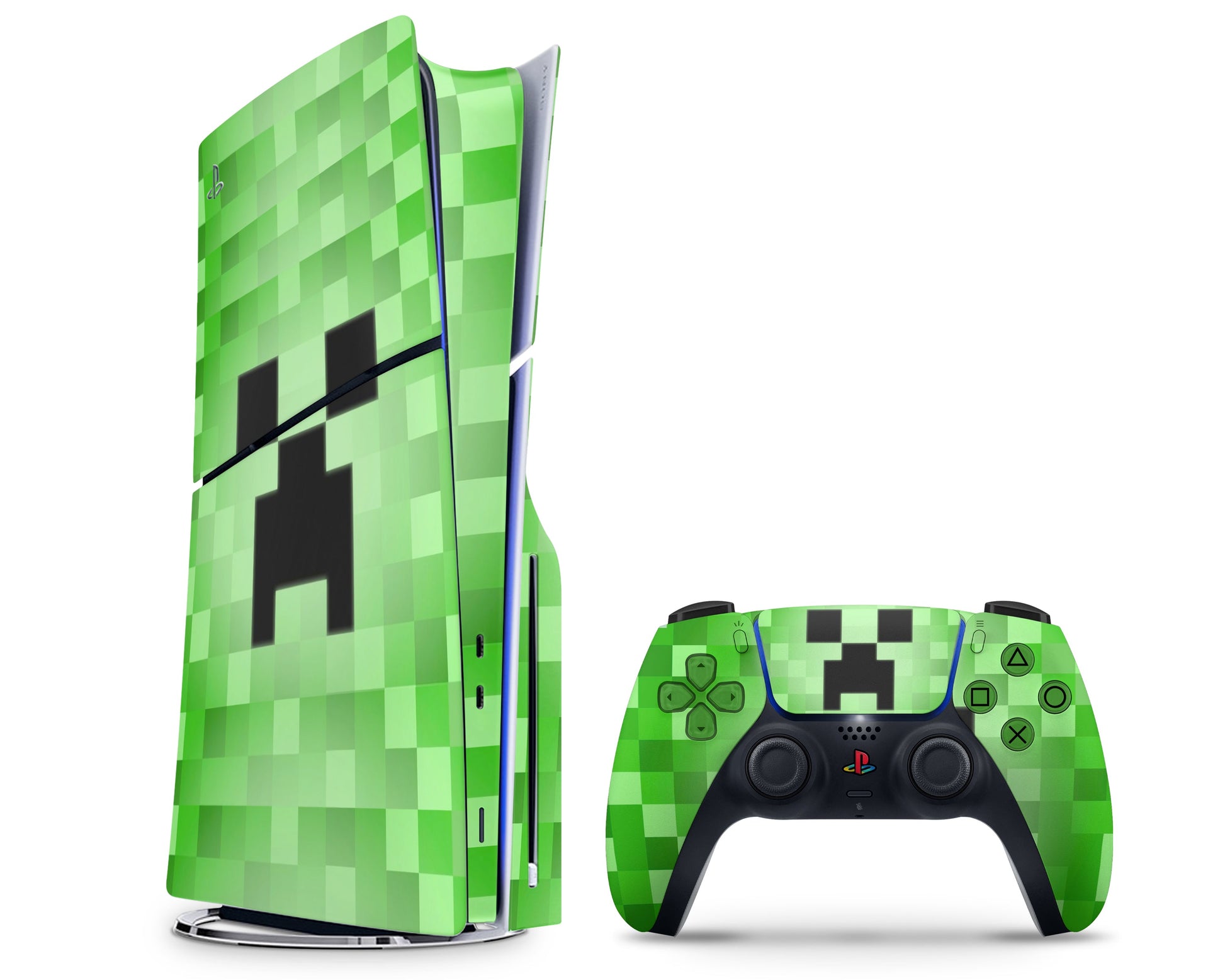 Anime Town Creations PS5 Slim Minecraft Creeper Face PS5 Slim Skins - Anime Minecraft PS5 Slim Skin