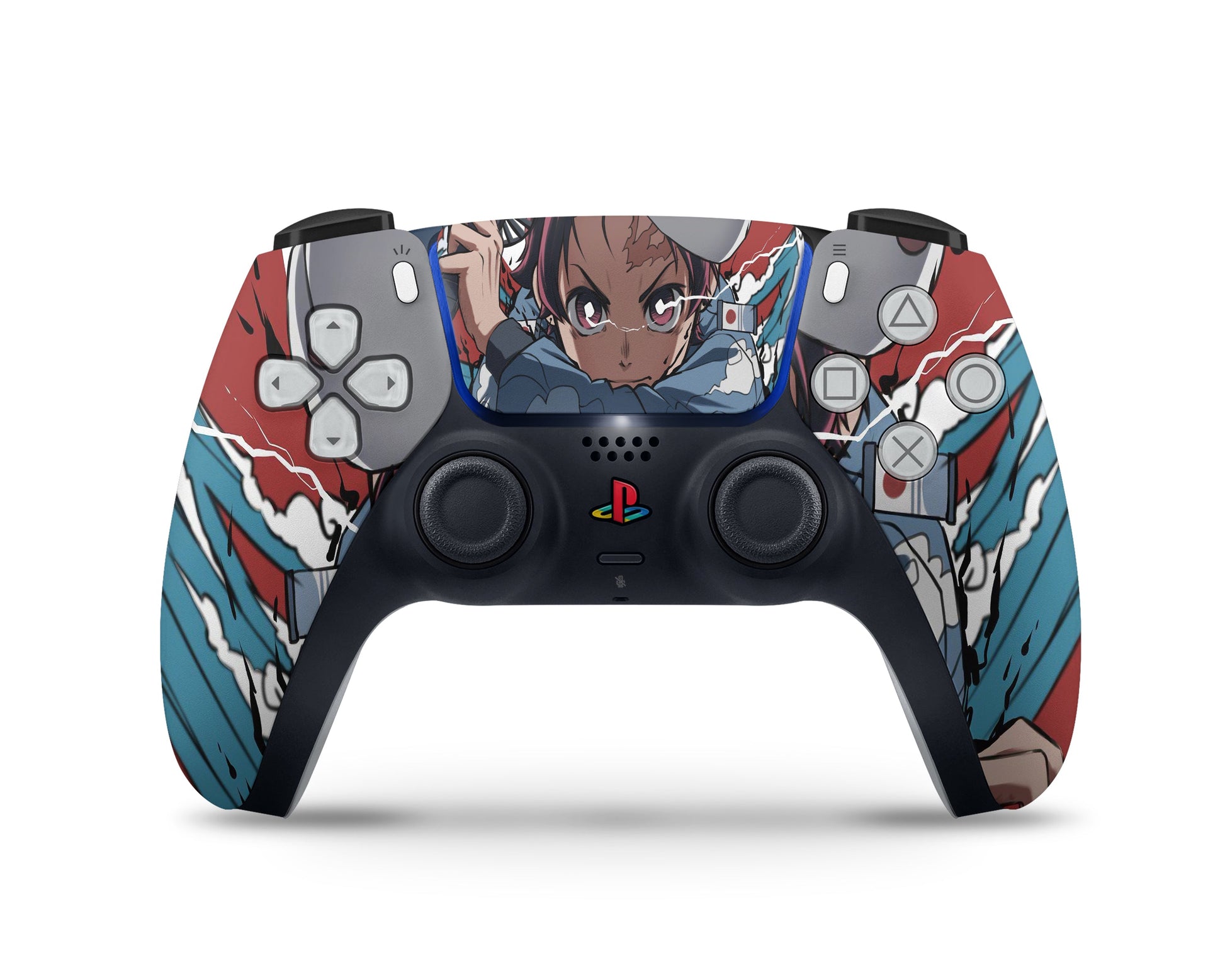 Anime Town Creations PS5 Slim Demon Slayer Tanjiro Fox Mask PS5 Slim Skins - Anime Demon Slayer PS5 Slim Skin