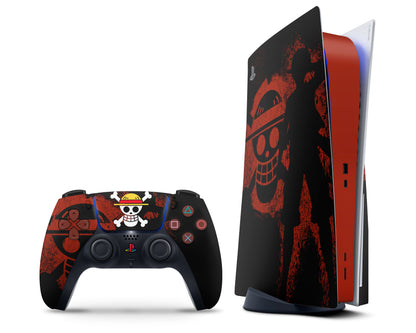Anime Town Creations PS5 One Piece Luffy Black PS5 Skins - Anime One Piece PS5 Skin
