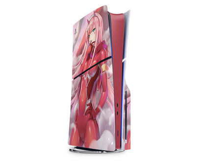 Anime Town Creations PS5 Slim Zero Two Hot PS5 Slim Skins - Anime Darling in the Franxx PS5 Slim Skin