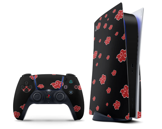 Anime Town Creations PS5 Akatsuki Clouds Pattern PS5 Skins - Anime Ninja PS5 Skin