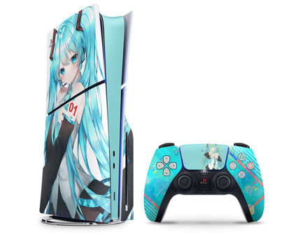 Anime Town Creations PS5 Slim Hatsune Miku PS5 Slim Skins - Anime Hatsune Miku PS5 Slim Skin