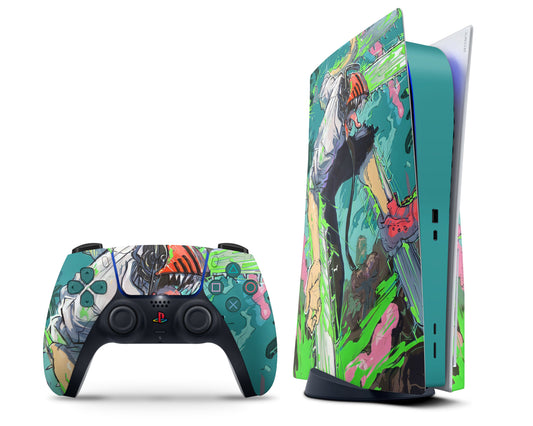 Anime Town Creations PS5 Chainsaw Man Neon Denji PS5 Skins - Anime Chainsaw Man PS5 Skin