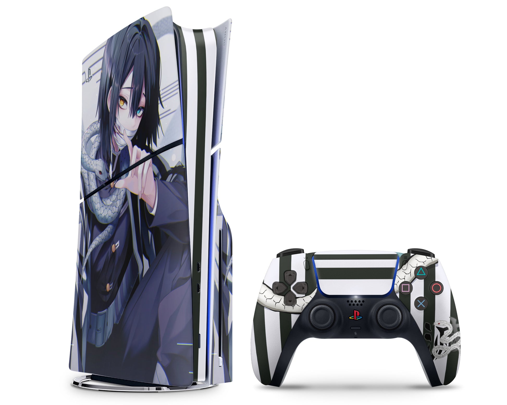 Anime Town Creations PS5 Slim Demon Slayer Obanai Iguro Serpent Hashira PS5 Slim Skins - Anime Demon Slayer PS5 Slim Skin