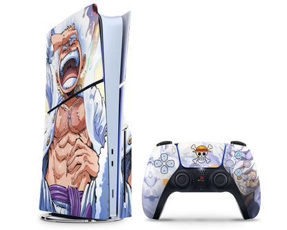 Anime Town Creations PS5 Slim One Piece Luffy Gear 5 Awakening PS5 Slim Skins - Anime One Piece PS5 Slim Skin