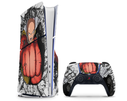 Anime Town Creations PS5 Slim One Punch Man Saitama PS5 Slim Skins - Anime One Punch Man PS5 Slim Skin