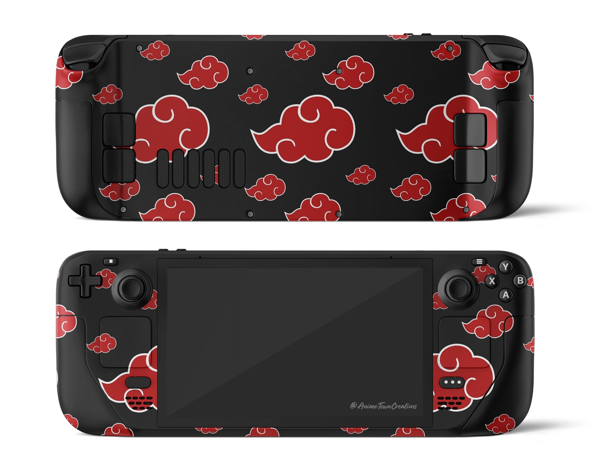 Anime Town Creations Steam Deck Naruto Akatsuki Pattern Vinyl only Skins - Anime Naruto Steam Deck Skin