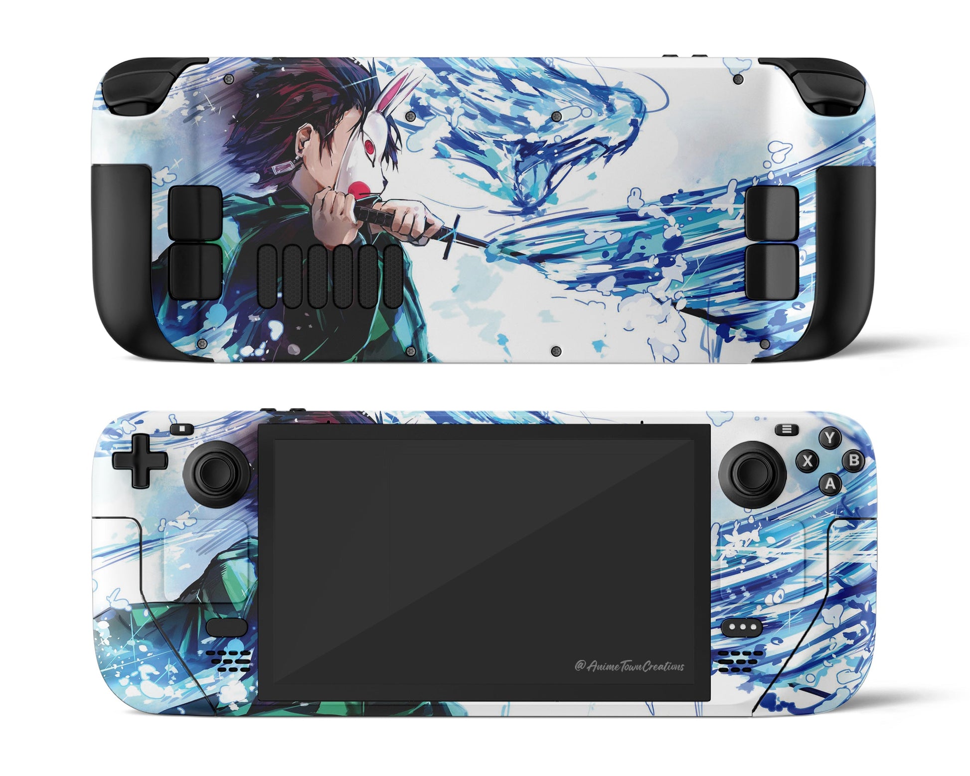 Anime Town Creations Steam Deck Demon Slayer Tanjiro Water Breathing Style Vinyl only Skins - Anime Demon Slayer Steam Deck Skin