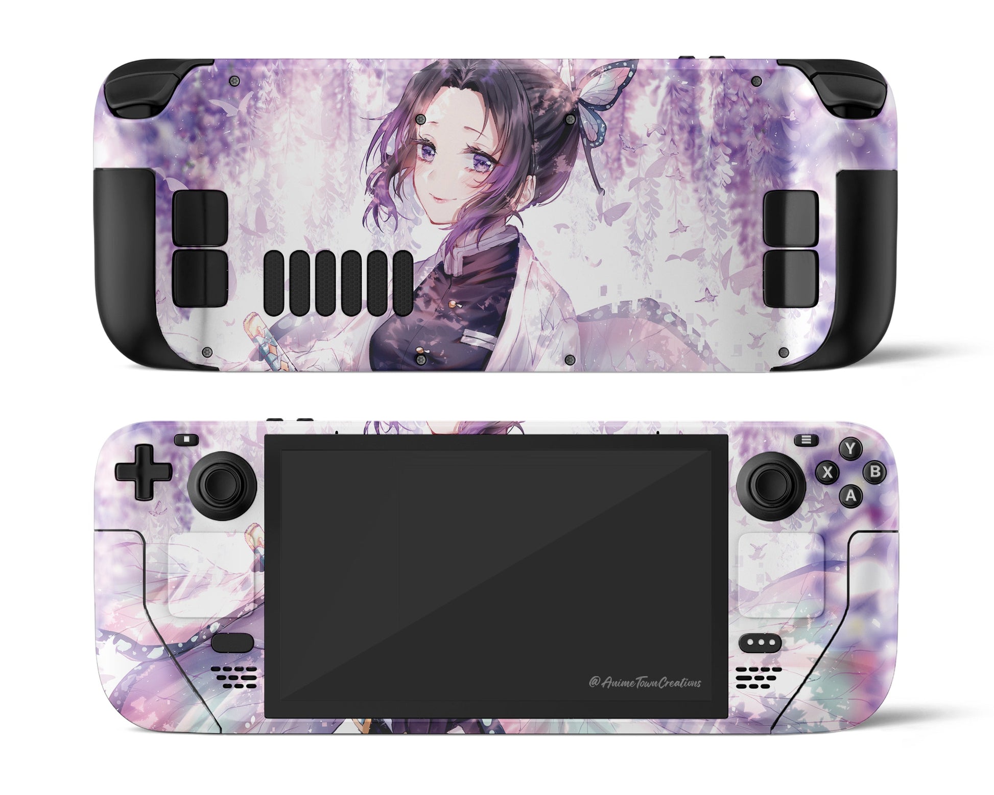 Anime Town Creations Steam Deck Demon Slayer Shinobu Artistic Purple Vinyl only Skins - Anime Demon Slayer Steam Deck Skin