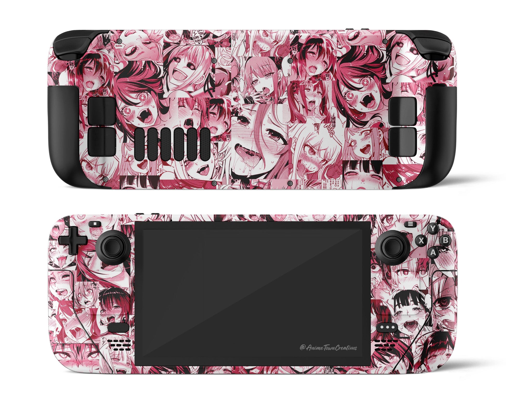 Anime Town Creations Steam Deck Ahegao Manga Pink Vinyl only Skins - Anime Quotes Steam Deck Skin