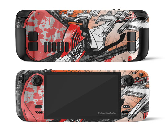 Anime Town Creations Steam Deck Chainsaw Man Denji Red Vinyl only Skins - Anime Chainsaw Man Steam Deck Skin