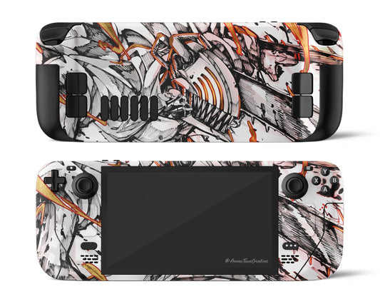Anime Town Creations Steam Deck Chainsaw Man Denji White Vinyl only Skins - Anime Chainsaw Man Steam Deck Skin