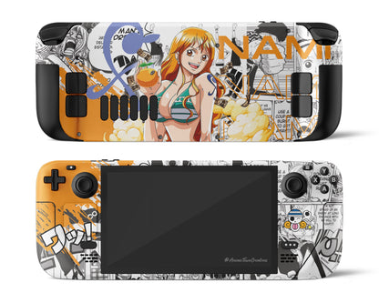 Anime Town Creations Steam Deck One Piece Nami Manga Orange Vinyl only Skins - Anime One Piece Steam Deck Skin