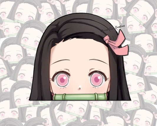 Anime Town Creations Sticker Nezuko Peeker 5" Accessories - Anime Demon Slayer Sticker