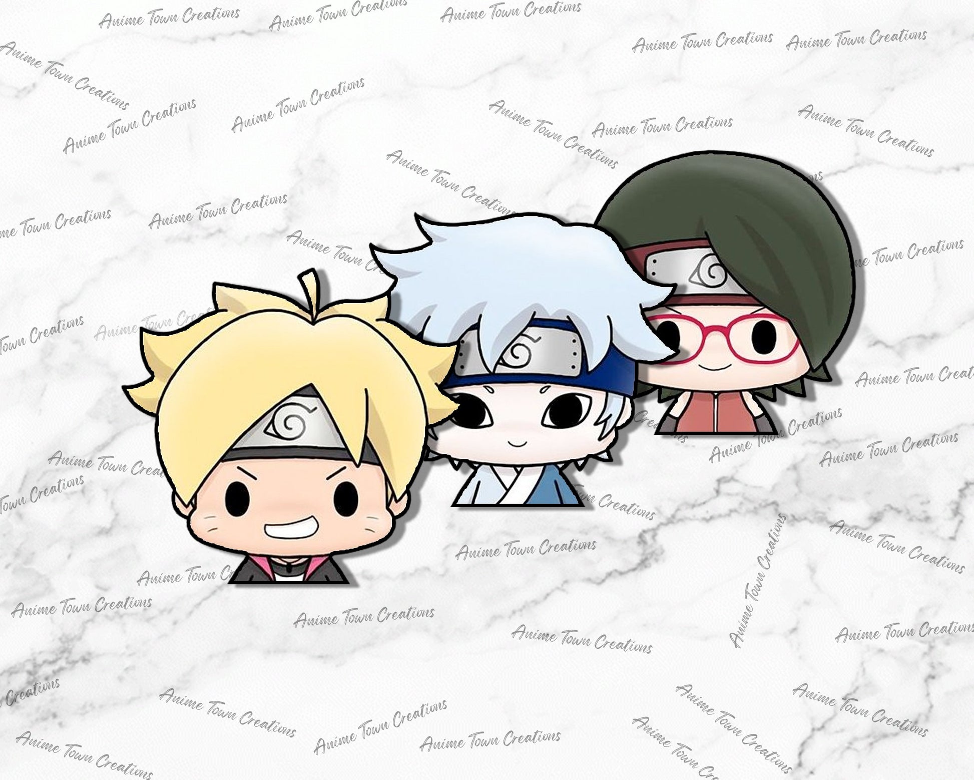 Anime Town Creations Sticker Pack Chibi Boruto Team 7 Peeker 5" Accessories - Anime Boruto Pack