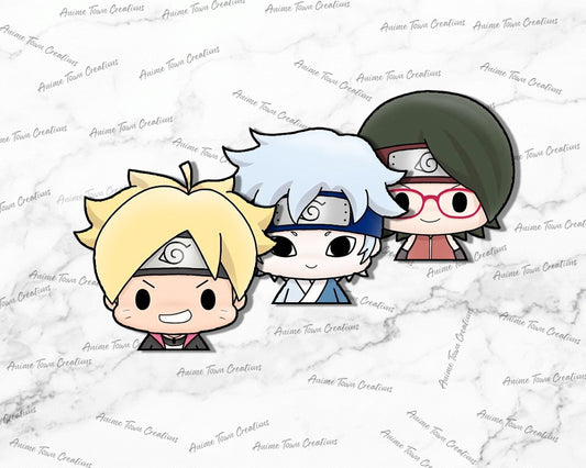 Anime Town Creations Sticker Pack Chibi Boruto Team 7 Peeker 5" Accessories - Anime Boruto Pack