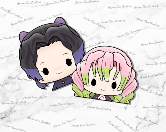 Anime Town Creations Sticker Pack Chibi Demon Slayer Hashira Girls Peeker 5" Accessories - Anime Demon Slayer Pack