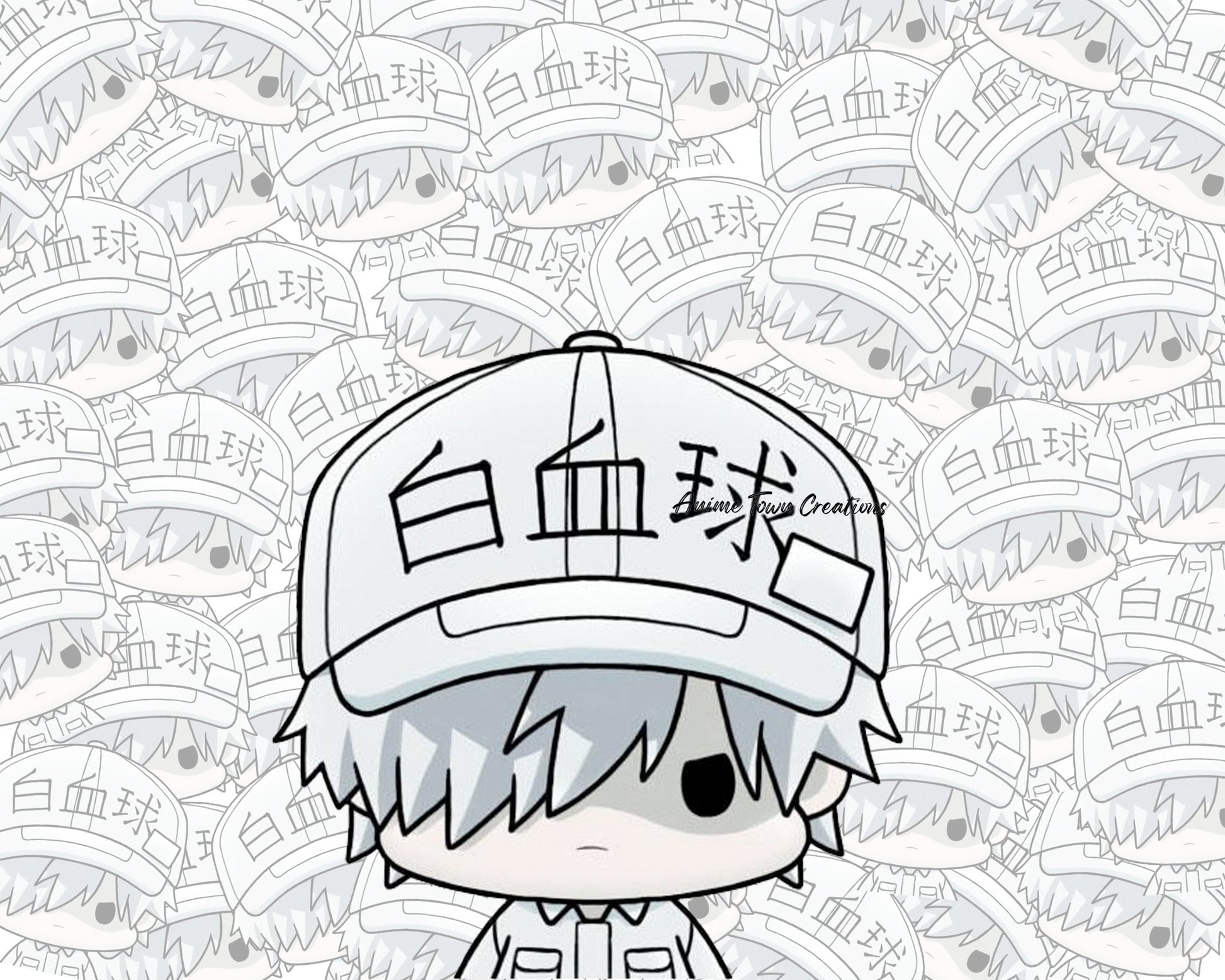 Anime Town Creations Sticker Chibi Cells at Work White Cell Peeker 5" Accessories - Anime Cells at work Sticker