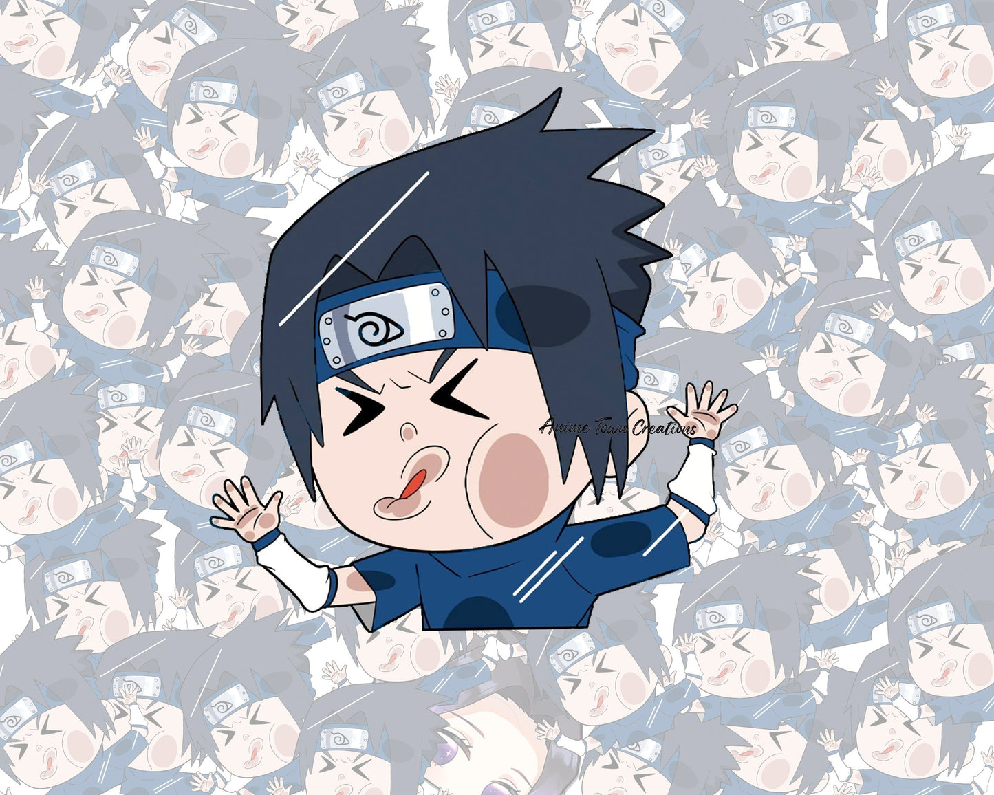 Anime Town Creations Sticker Sasuke Face Squish Peeker 5" Accessories - Anime Naruto Sticker