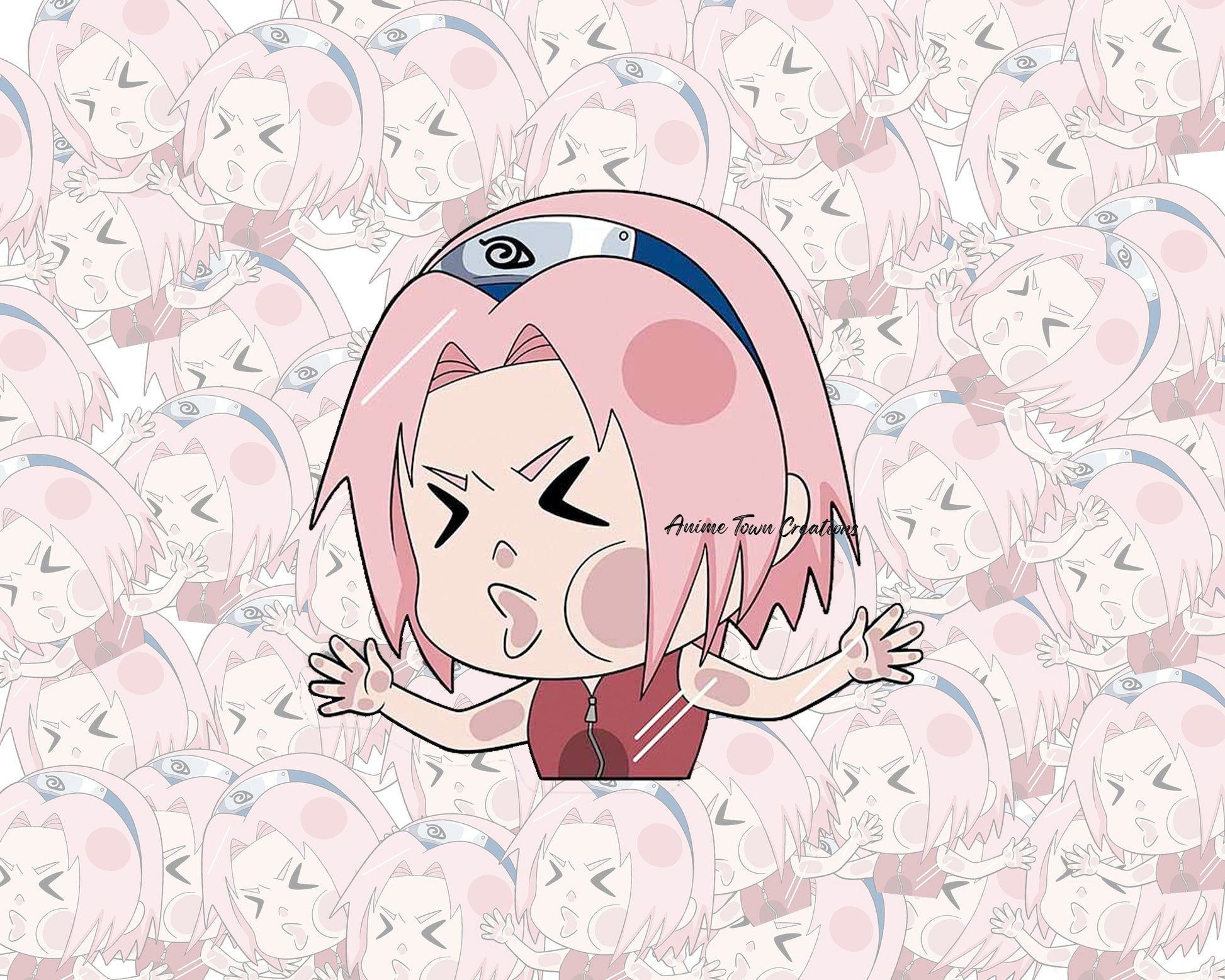 Anime Town Creations Sticker Sakura Face Squish Peeker 5" Accessories - Anime Naruto Sticker
