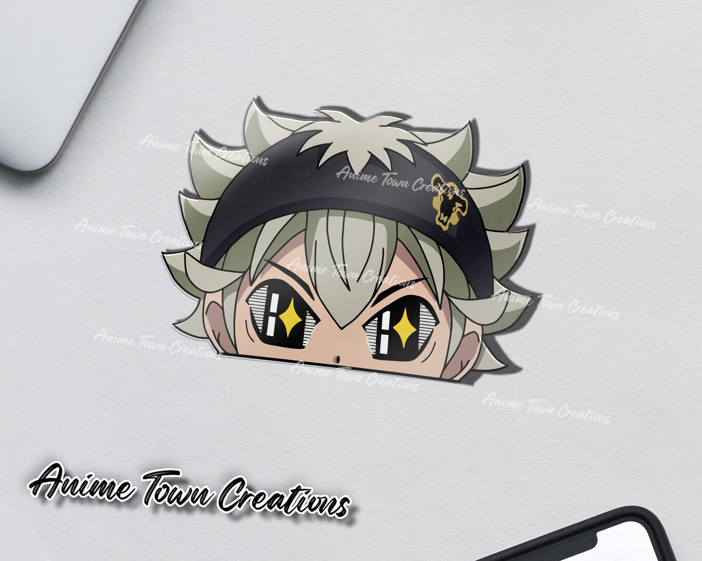 Anime Town Creations Sticker Black Clover Asta Peeker 5" Accessories - Anime Black Clover Sticker