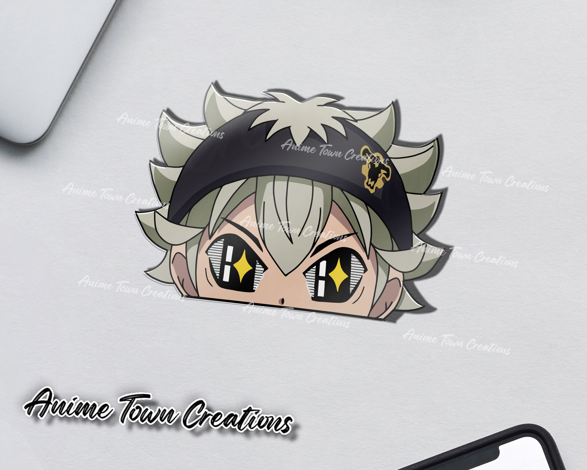 Anime Town Creations Sticker Black Clover Asta Peeker 5" Accessories - Anime Black Clover Sticker