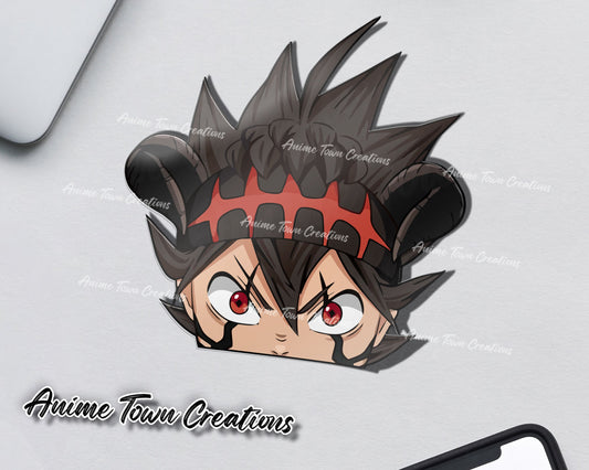 Anime Town Creations Sticker Black Clover Black Asta Peeker 5" Accessories - Anime Black Clover Sticker