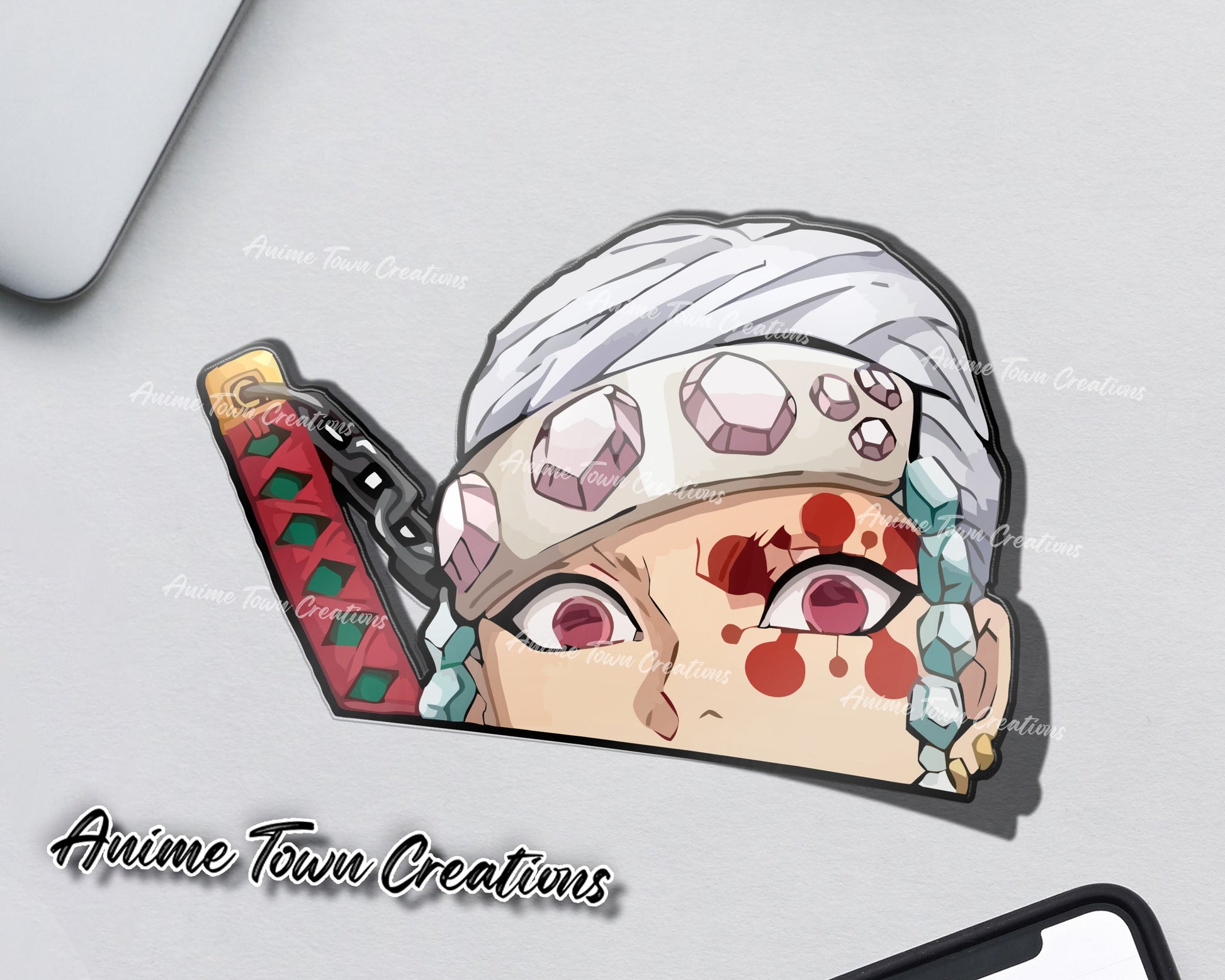 Anime Town Creations Sticker Demon Slayer Tengen Peeker 5" Accessories - Anime Demon Slayer Sticker
