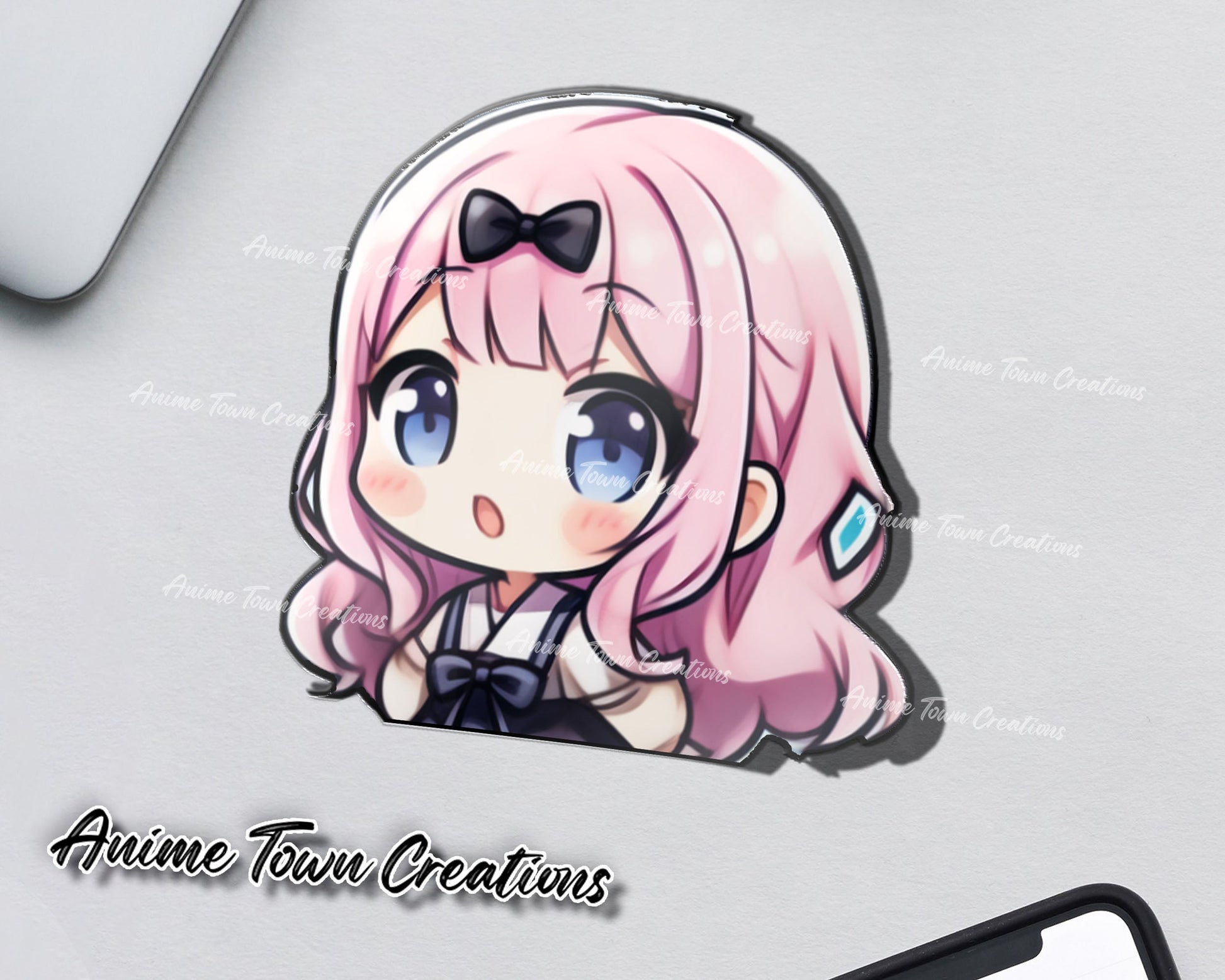 Anime Town Creations Sticker Love Is War Chika Fujiwara Chibi Peeker 5" Accessories - Anime Love Is War Sticker