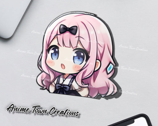 Anime Town Creations Sticker Love Is War Chika Fujiwara Chibi Peeker 5" Accessories - Anime Love Is War Sticker
