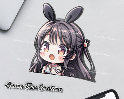 Anime Town Creations Sticker Mai Sakurajima Chibi Peeker 5" Accessories - Anime Rascal Does Not Dream of Bunny Girl Senpai Sticker