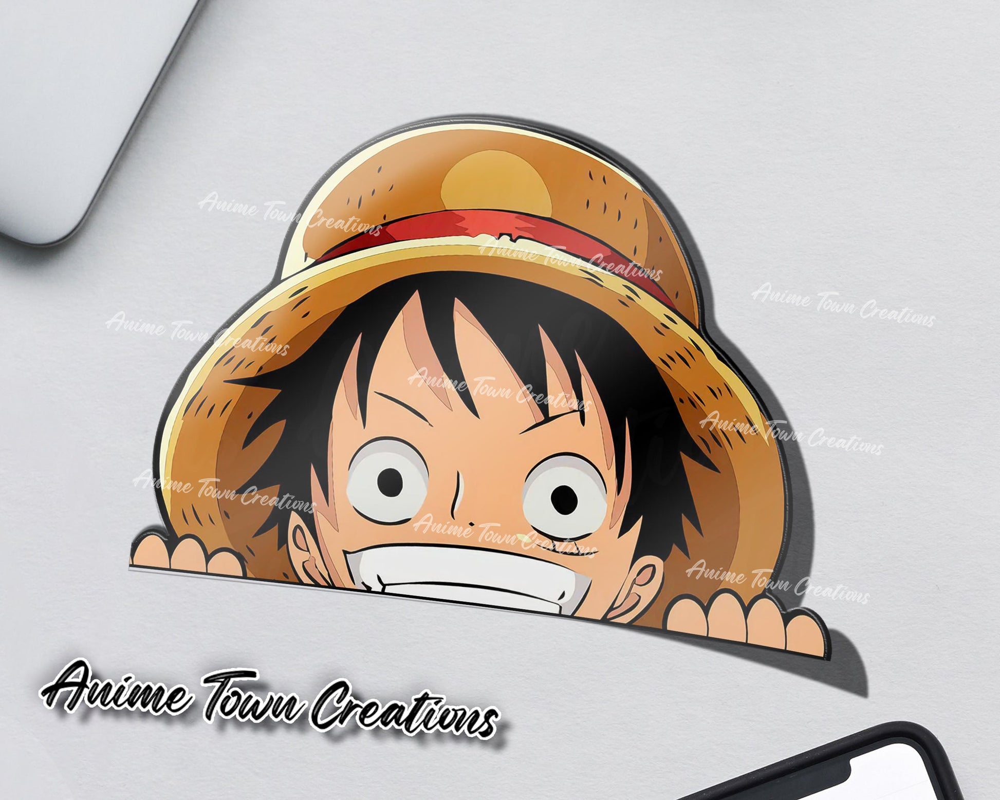 Anime Town Creations Sticker One Piece Luffy Peeker 5" Accessories - Anime One Piece Sticker
