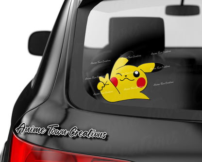 Anime Town Creations Sticker Pokemon Pikachu Peace Sign Peeker 8" Accessories - Anime Pokemon Sticker