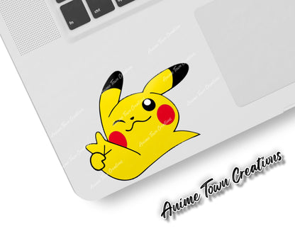 Anime Town Creations Sticker Pokemon Pikachu Peace Sign Peeker 5" Accessories - Anime Pokemon Sticker