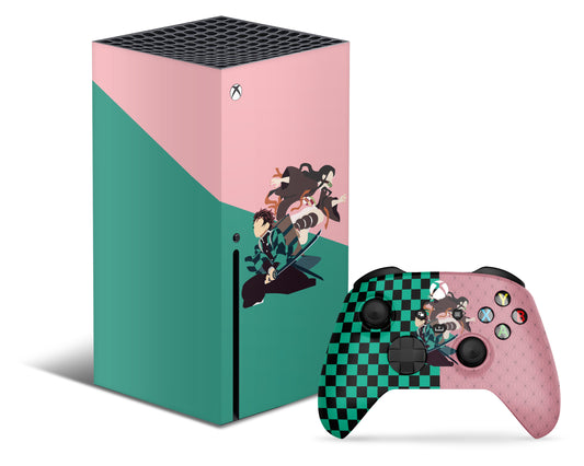 Demon Slayer Tanjiro Nezuko Green Pink Xbox Series X & S Skin